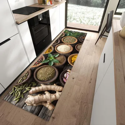 Produktbild von Küchenteppich 80x280cm rutschfest & abwischbar PVC Läufer - Verschiedene Gewürze