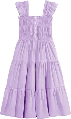 Produktbild von Sommerkleid Mädchen Elegant Puffärmel Lila Viskose A-Linie Gr. 160 11-12 J