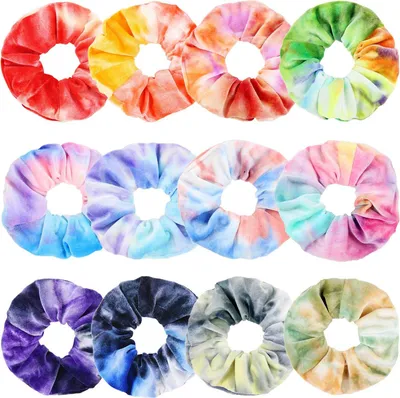 Image de 12 pièces de velours batik scrunchies cheveux filles femmes