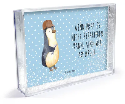 Produktbild von Mr. & Mrs. Panda Fotorahmen Wenn Papa es nicht reparieren kann, sind wir am Arsch - Blau Pastell - Geschenk, Dad, Vatertag, Bilderrahmen, Fotohalter, Foto-Schüttelrahmen