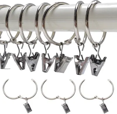 Produktbild von Gordijnklammern, 40 Stück, 30 mm, Metallische Klammern für Vorhänge, mit Haken, für dekorative Vorhänge