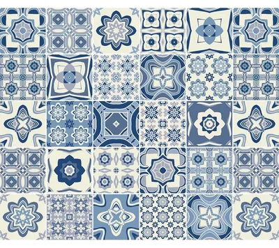 Zdjęcie produktu dla Samoprzylepne naklejki na płytki do kuchni i łazienki – 30 naklejek w stylu Azulejos Tristana – 30 naklejek, 15 x 15 cm