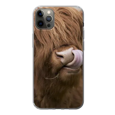 Produktbild von MuchoWow® Handyhülle Schutzhülle Hülle für iPhone 12 Pro Max Schottischer Highlander - Braun - Kuh Silikon Softcase Handy Hülle - Hartschale