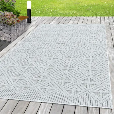 Produktbild von Dywan zewnętrzny Odporny na warunki atmosferyczne Scandi design kuchnia balkon ogród taras, szary-1, 140 x 200 cm