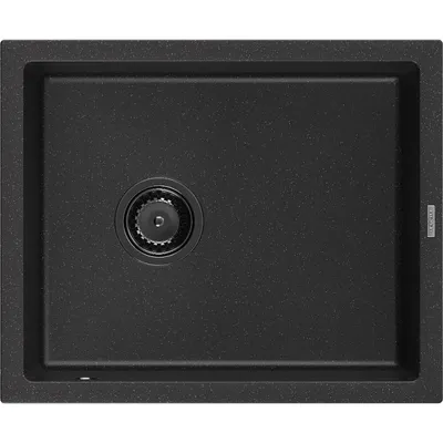 Obrázek produktu pro Mexen Pedro 1-miskový granitový dřez 560 x 460 mm, Černá/Stříbrná kovová, sifon Černá - 6508561000-73-B