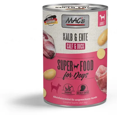 Produktbild von MAC´s 6x400g Kalb & Ente Nassfutter für Hunde getreidefrei & naturell