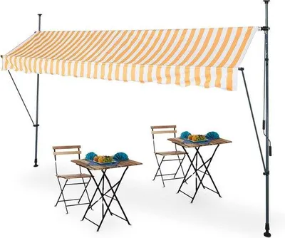 Produktbild von Famanu Balkon-Sonnenschutz Verstellbar - Weiß-Orange, 350 cm