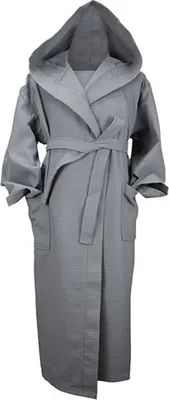 Produktbild von A&R 028.50 | Robezz® Waffle Bathrobe With Hood Bademantel Mit Kapuze - Farbe: Anthracite Grey - Größe: S/M