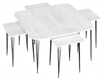 Image de Table basse moderne en bois blanc avec tables d'appoint au design élégant