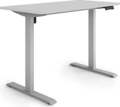 Produktbild von ESMART Germany ETX-121GG 120 x 60 cm Hellgrau Ergonomischer Steh-Sitz-Schreibtisch Stufenlos elektrisch höhenverstellbar 73,5 - 123,5 cm 3x Memory Aktivitätserinnerung Soft-Start/Stopp Schnelle Montage
