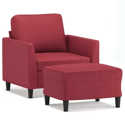 Image de vidaXL Fauteuil avec pouf vin rouge 60 cm similicuir