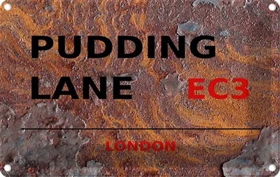 Produktbild von vianmo Blechschild 20x30 cm Pudding Lane EC3 Abenteuer Reisen England Urlaub