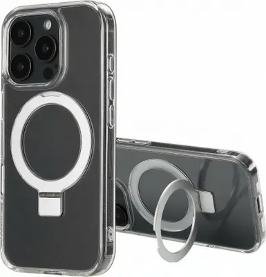 Image de Accezz Ring Stand Backcover avec MagSafe pour l'Apple iPhone 16 Pro - Transparent