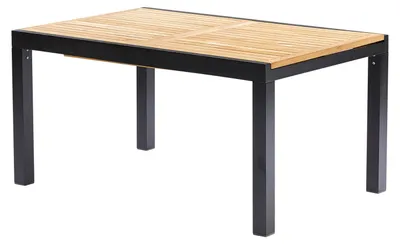 Image de Table BALIteck 6/10 personnes structure aluminium noire, plateau en lame de Teck