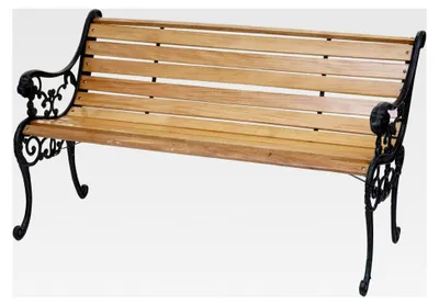 Produktbild von Gartenbank, Sitzbank Parkbank aus Holz, 2-Sitzer Gusseisen Holz 125cm 20kg - Hellbraun