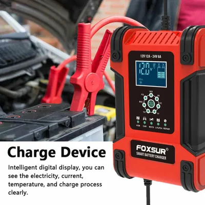 Obrázek produktu pro Nabíječky autobaterií 12 V/12 A, 24 V/6 A – plně automatické inteligentní nabíječky, udržovací nabíječky, přenosné udržovací nabíječky, desulfátory baterií pro automobily, motocykly, obytná vozidla, sekačky na trávu a lodě