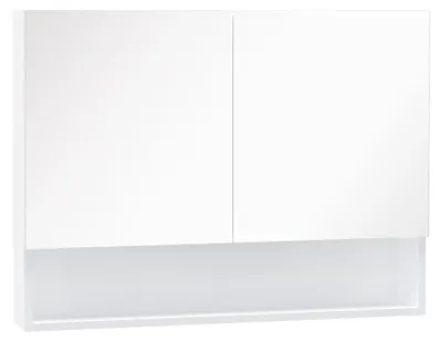 Produktbild von Wandspiegelschrank mit LED-Beleuchtung, offenem Fach und Innenfach, 80 x 15 x 60 cm