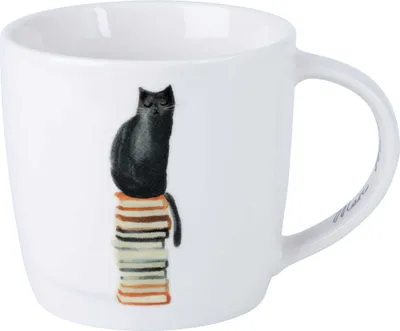 Immagine prodotto di Tazza FELINE FRIENDS 400 ml, Gatto ben letto, in porcellana, in confezione regalo