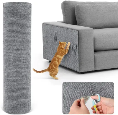 Produktbild von Kratzmatte für Katzen - Kratzschutz Sofa Katze - 40x100 cm - Katzenkratzmatte - Selbstklebende Kratzmatte - für Möbel, Katzenbaum und Sofas - Grau