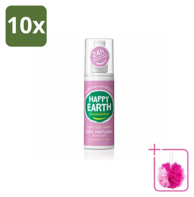 Obrázek produktu pro 10 kusů deodorantu ve spreji Happy Earth Pure – levandule a ylang-ylang – 100 ml – balení po 10 kusech