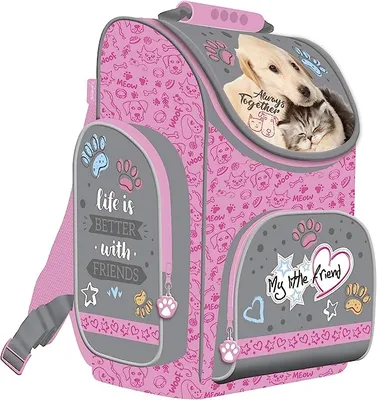 Produktbild von Schulranzen Ranzen Rucksack Hund Katze My little friend rosa Tornister Mädchen ab der 1. Klasse der Grundschule ink. Aufgabenheft