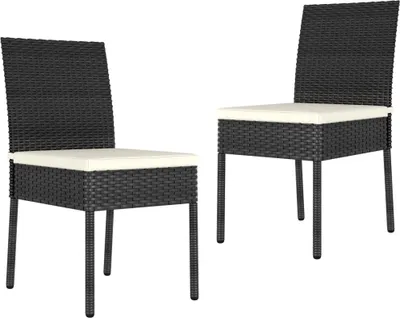 Produktbild von Garten-Essstühle 2 Stk. Poly Rattan Schwarz
