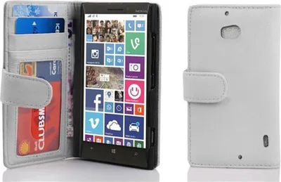 Produktbild von Cadorabo Hülle für Nokia Lumia 929 / 930 in Weiß Backcover Handy Schutz Hülle Book Case Booklet Kartenfächer