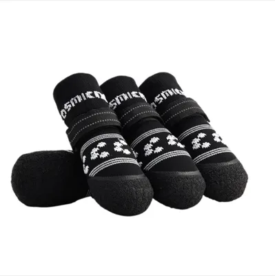 Immagine prodotto di INF Scarpe impermeabili antiscivolo per cani con suola in gomma e cinturini riflettenti, poliestere traspirante, per passeggiate allaperto, set da 1 L