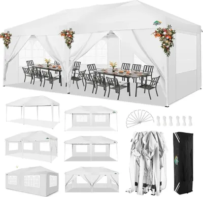 Obrázok produktu pre Párty stan, vodotesný, výškovo nastaviteľný, biely, 3x6 m