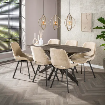Produktbild von Hoyz Collection – Bronvik Dänischer ovaler Esstisch 180 cm – Bronze Liquid Metal