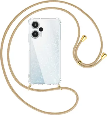 Produktbild von Handykette Backcover-Schutzhülle mit Band (Metall goldfarben) für Xiaomi Poco F5 (6.67'') - caramel
