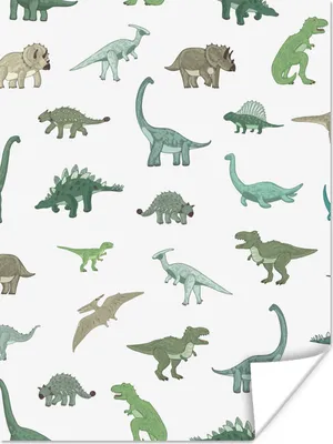 Produktbild von MuchoWow® Poster Dinosaurier - Grün - Jungen - Braun - Kind - Muster 120x160 cm - Wandbilder