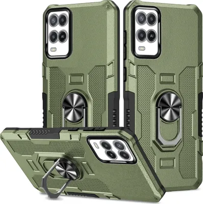 Image de OPPO A54 4G / A55 4G Case, étui durable double couche avec support d'anneau et support pour OPPO A54 4G / A55 4G vert