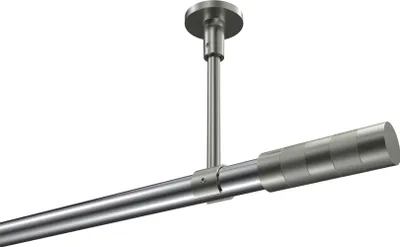 Produktbild von Interdeco Gardinenstange / Vorhangstange Chrom / Edelstahl-Optik, Typ Sonette Mavell (Zylinder Bicolor) ohne Ringe, Deckenmontage, 20 mm Ø 1-läufig, 280 cm