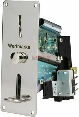 Produktbild von Wertmarken Münzprüfer mit Edelstahl Frontplatte 129x52mm, für Typ pd25, Coin Akzeptor W Universal