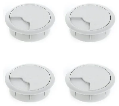Produktbild von 4er Set sossai Schreibtisch Kabeldurchführung 60mm in Grau Kabeldurchlass Kabelauslass