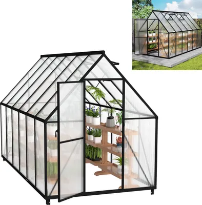 Zdjęcie produktu dla Szklarnia aluminiowa XMTECH 6.12² 340×180×195 cm cm ze świetlikiem Szklarnia Domek ogrodowy Zimna rama Domek na rośliny Uprawa