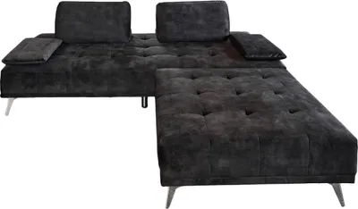 Produktbild von KAWOLA Sofa WIOLO Schlafsofa Daybed mit Hocker velvet anthrazit