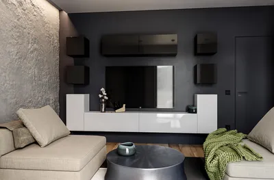Produktbild von Wohnwand – Set aus 10 Schränken, Weiß und Schwarz Hochglanz, 280×180 cm, modern für das Wohnzimmer