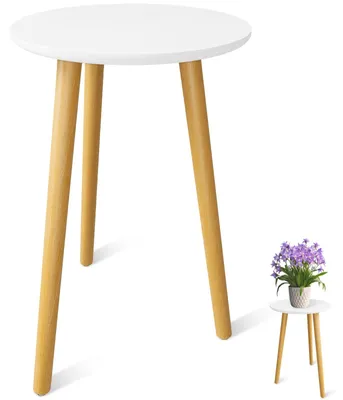 Immagine prodotto di Supporto per piante in legno rotondo, bianco, 42 x 28 cm, per vasi da fiori