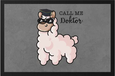 Produktbild von Call Me Doktor Fußmatte Alpaka Lama Geschenkidee Promotion Abschluss Studium