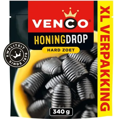 Produktbild von Venco Honingdrop XL 340g – Süße Honig-Lakritzbonbons, extra groß