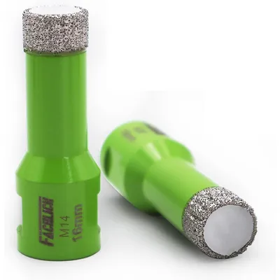 Zdjęcie produktu dla Korony wiertarcze diamentowe, 2 sztuki, średnica 16 mm, lutowane próżniowo, gwint M14, do wiercenia w płytkach, granicie i betonie