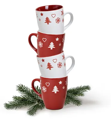 Produktbild von Weihnachtstassen 4er Set einfarbig Skandi Weihnachtsdeko
