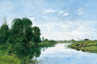 Produktbild von Legendarte - Kunstdruck auf Leinwand - La Touques à Saint-Arnoult Eugène Boudin - Wanddeko, Canvas cm. 50x70