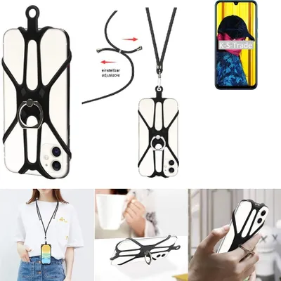 Produktbild von K-S-Trade 3in1 Handykette Handyband Handykordel Halsband Smartphone-Ring Handy-Ring kompatibel mit Huawei nova Lite 3 Fingerhalterung Handyring