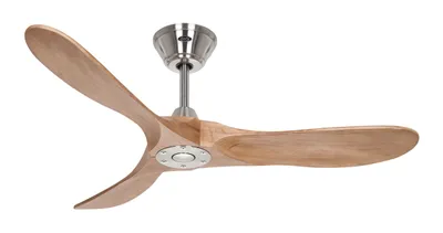 Obrázek produktu pro Energeticky úsporný stropní ventilátor s dálkovým ovládáním Eco Genuino kartáčovaný chrom / dub střední 122 cm