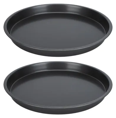 Obrázok produktu pre 2 kusy nepriľnavá panvica na pizzu, vyrobená z hrubého uhlíkového ocele, vhodná na pečenie v kuchyni alebo pekárni, priemer 30,5 cm