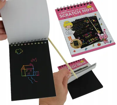 Produktbild von Martom Regenbogen Kratzbild Notizbuch A6 mit Kratzstift
