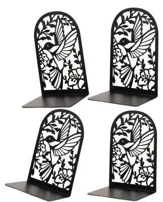 Produktbild von Set aus 4 schweren Metallbuchstützen mit Vogelmotiv